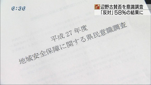 県民意識調査 辺野古新基地建設 反対58%