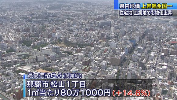 県内地価 上昇幅5.0%全国一