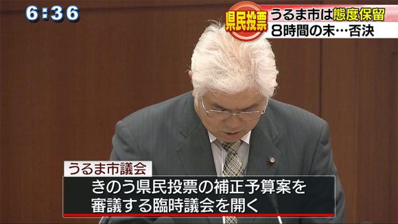 県民投票 うるま市議会予算否決