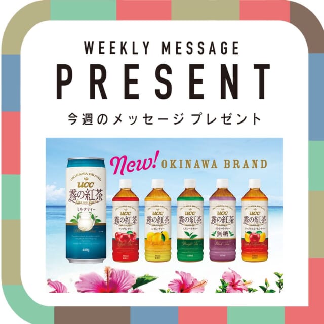 🎁CATCHY来週の視聴者プレゼント🎁

沖縄UCC 霧の紅茶シリーズセット 5名様
@okinawa.ucc.coffee 

"CATCHYホームページ"よりご応募ください!
メッセージテーマは『母の日エピソード』✉
皆さんのお便りお寄せください😆
お待ちしてまーす💛💛

･････････････････････････････････････････
『今より“ちょっとだけ”よくなる』情報をお届け
あなたの生活により添った、
手が届きそうなシアワセ、情報、知しきを
@catchy.qab
･････････････････････････････････････････

#okinawa #qab #沖縄 #catchy #視聴者プレゼント