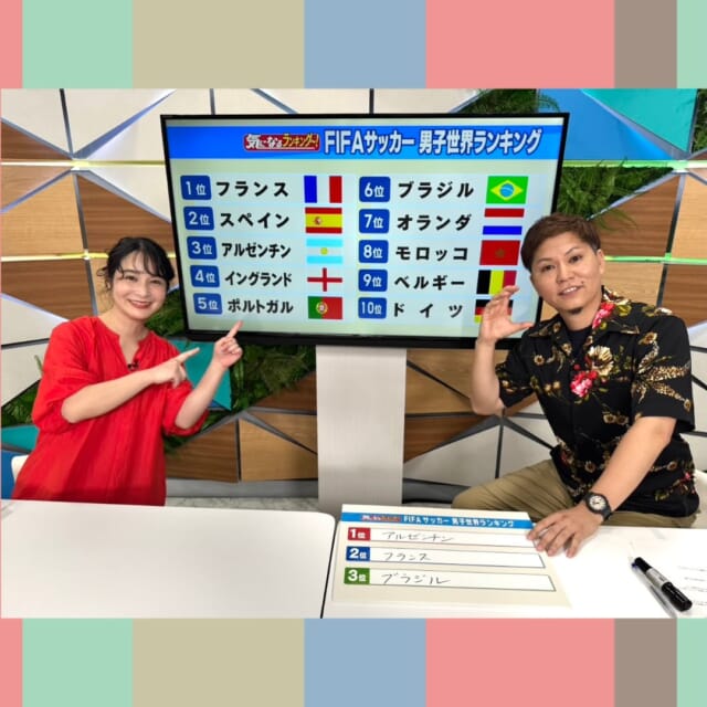 ＼今日のCATCHY／

『気になるランキング～！』のコーナーは、
今月11日に開幕する「サッカー北中米W杯」特集！✨
FIFA男子世界ランキング、日本代表年俸ランキングを大発表‼️
みなさんの予想は当たりましたか～!?⚽

#イマココlive は那覇市前島の「イロカライフ」へ📹
こちらは店主・高橋さんのオリジナルデザインのシャツやワンピースなどが人気のお店！✨
沖縄モチーフの絵柄がかわいい洋服たちを試着させてもらいました👕🌺
今なら「CATCHYを見た！」で店頭でお買い上げの
先着20名様にオリジナルステッカーのプレゼントも♬

見逃し配信サイト
「Quebee/キュエビー」「QAB公式YouTube」からも見ることができますよ〜📱💯
みなさんチェックしてみてくださいね！🔍

CATCHYは月～金曜16:15～生放送！ぜひ見てね👀

･････････････････････････････････････････
『今より“ちょっとだけ”よくなる』情報をお届け
あなたの生活により添った、
手が届きそうなシアワセ、情報、知しきを
@cathy.qab
･････････････････････････････････････････

#okinawa #qab #沖縄 #catchy
