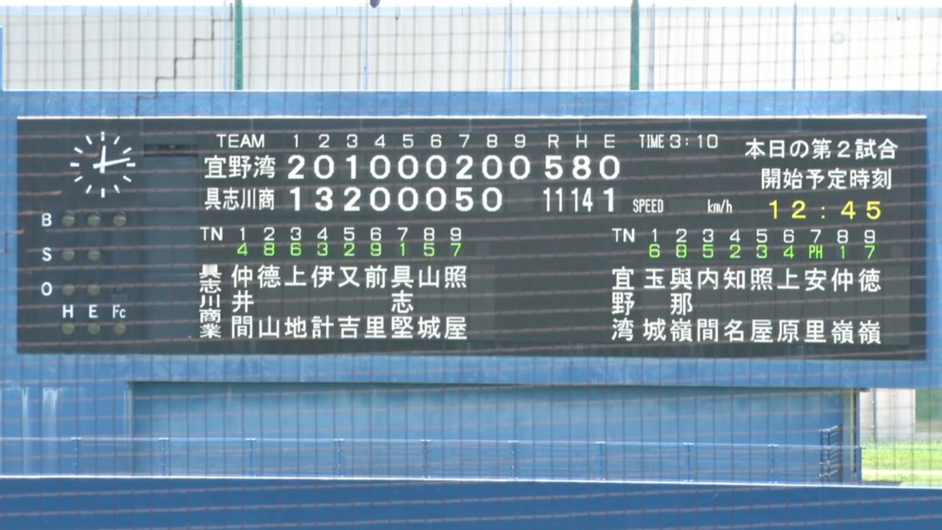 宜野湾 5 - 11 具志川商業