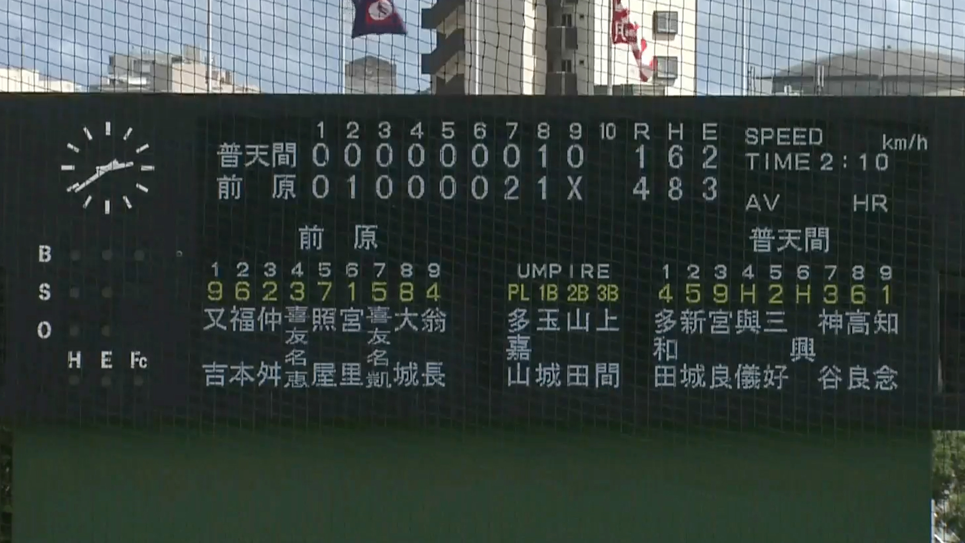 普天間 1 – 4 前原