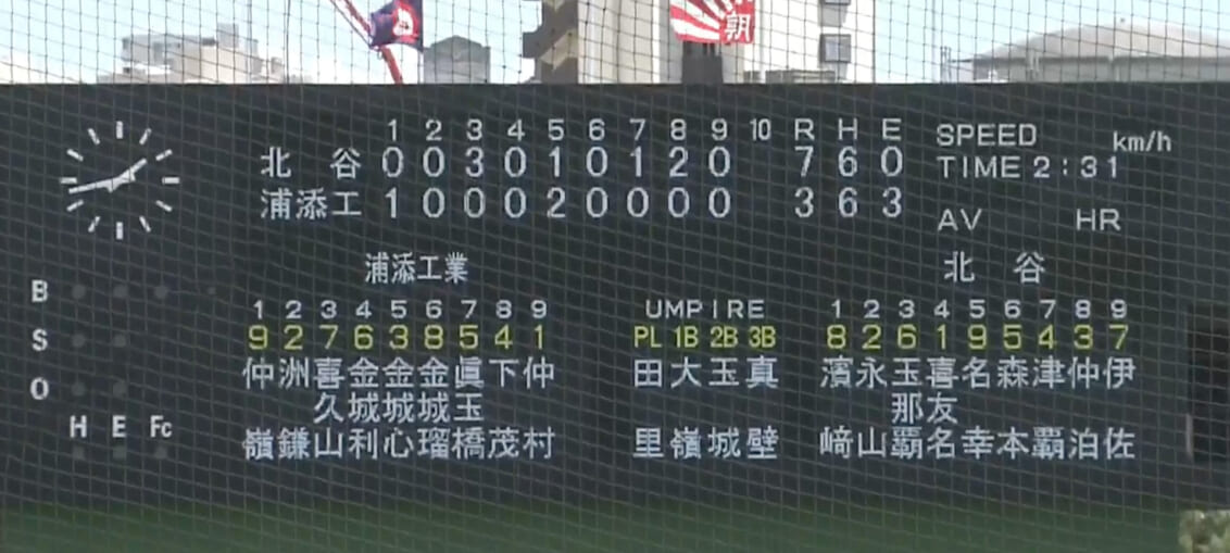 北谷 7 - 3 浦添工業