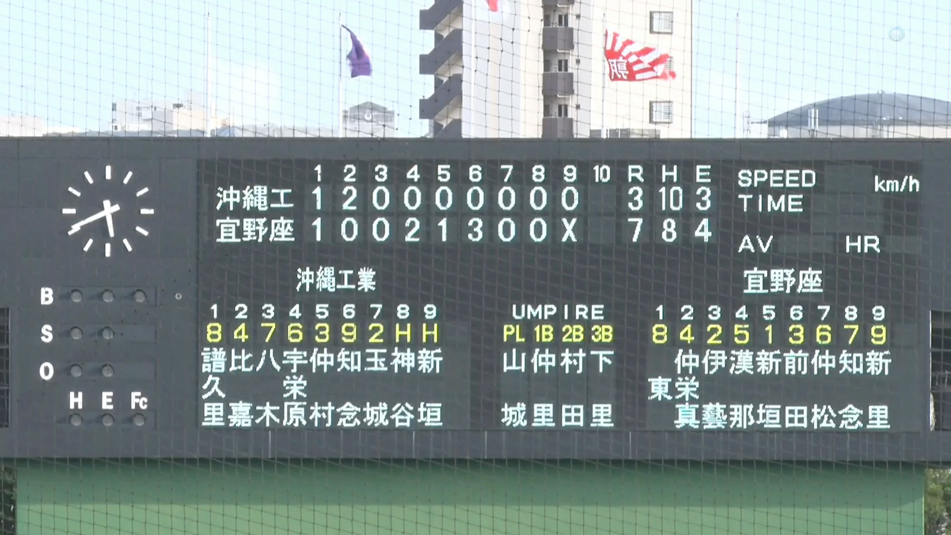 宜野座 7 - 3 沖縄工業