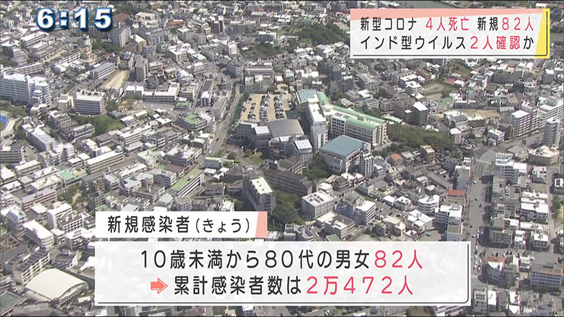 沖縄県の新型コロナ　８２人感染４人死亡　デルタ型も確認