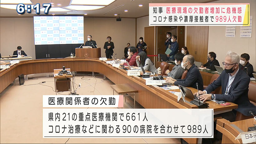 玉城知事　医療従事者の欠勤増に危機感