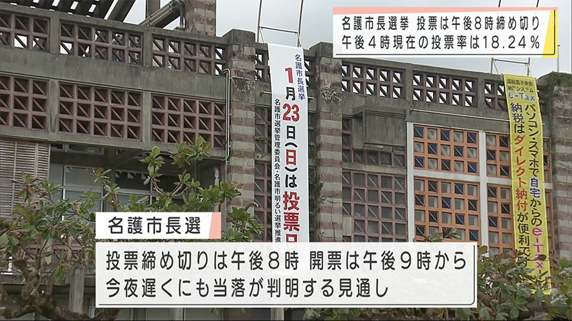 名護市長選挙間もなく投票締め切り