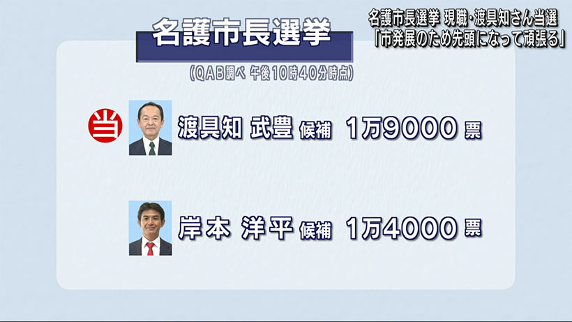 名護市長選　開票速報