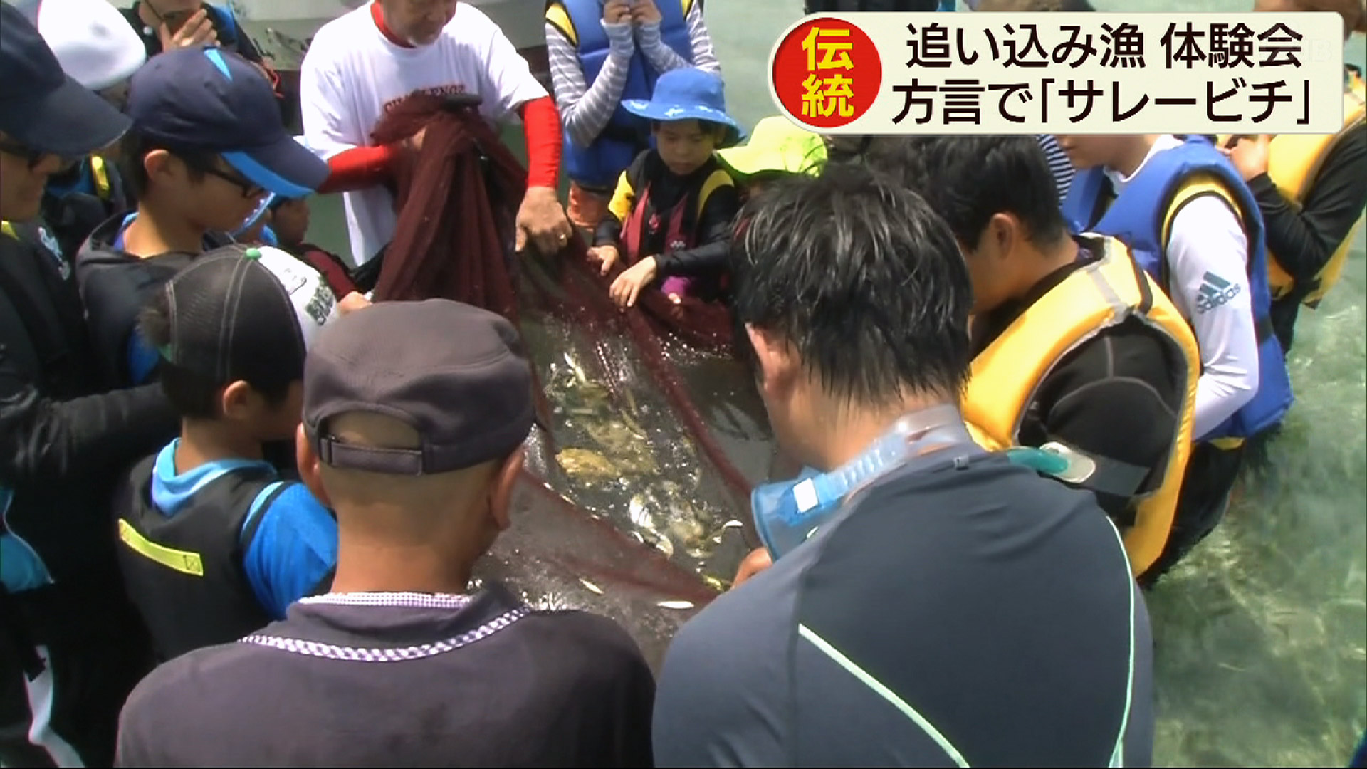 本部町で追い込み漁体験