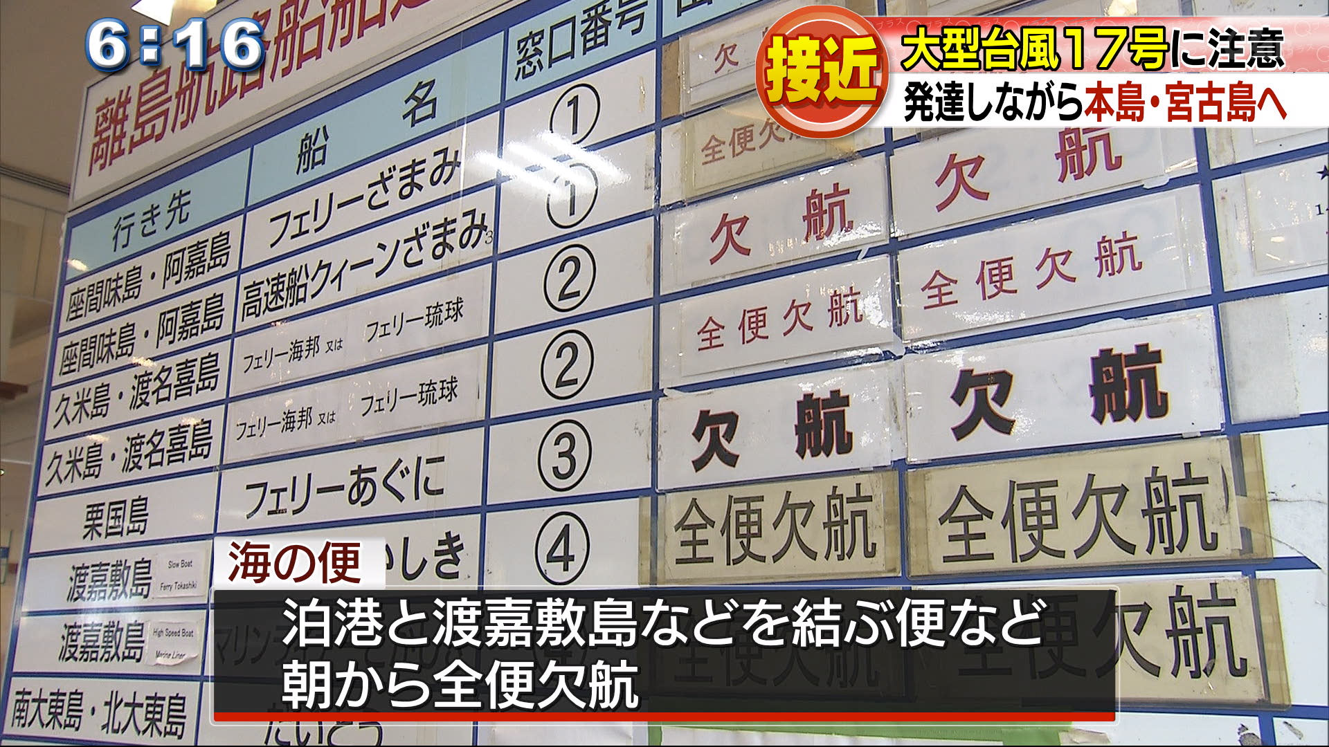 台風１７号　宮古島では暴風警報