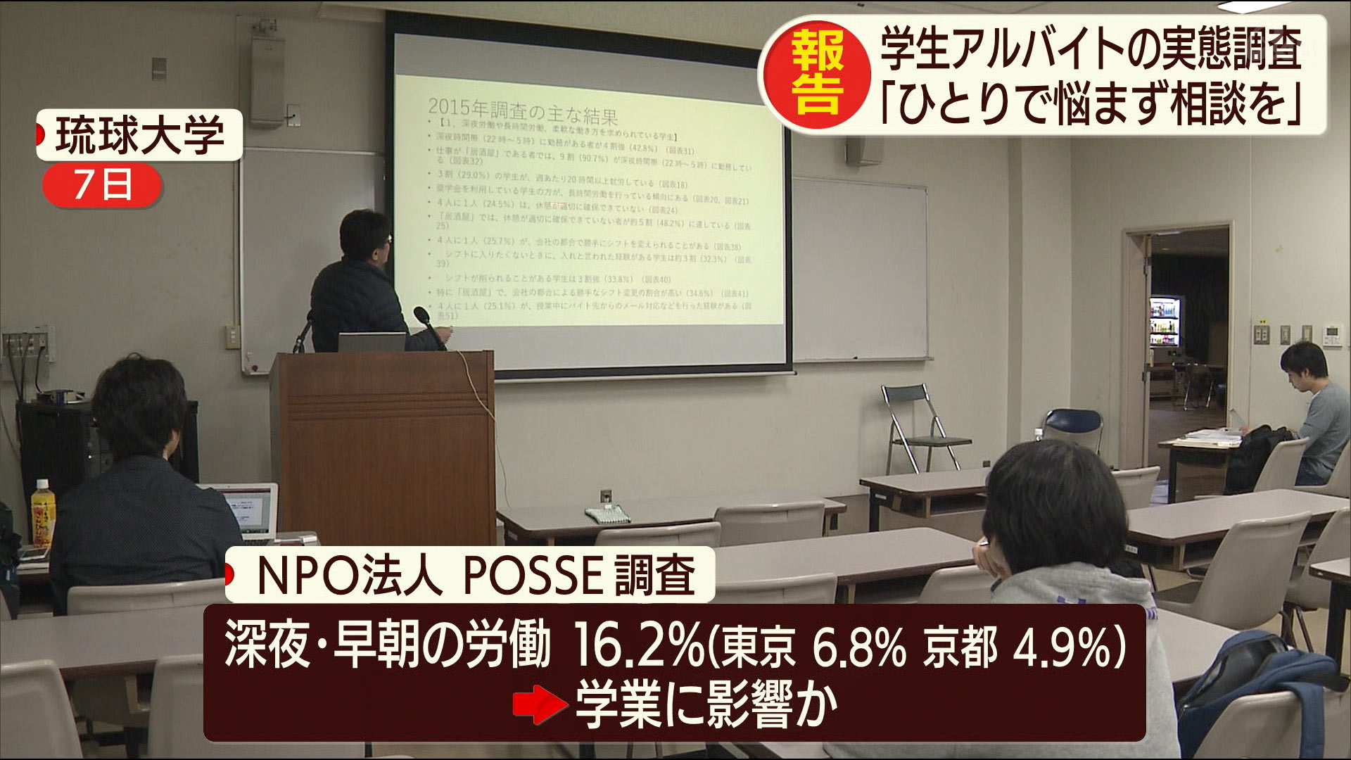 ブラックバイト報告会　県内の学生バイトの実態