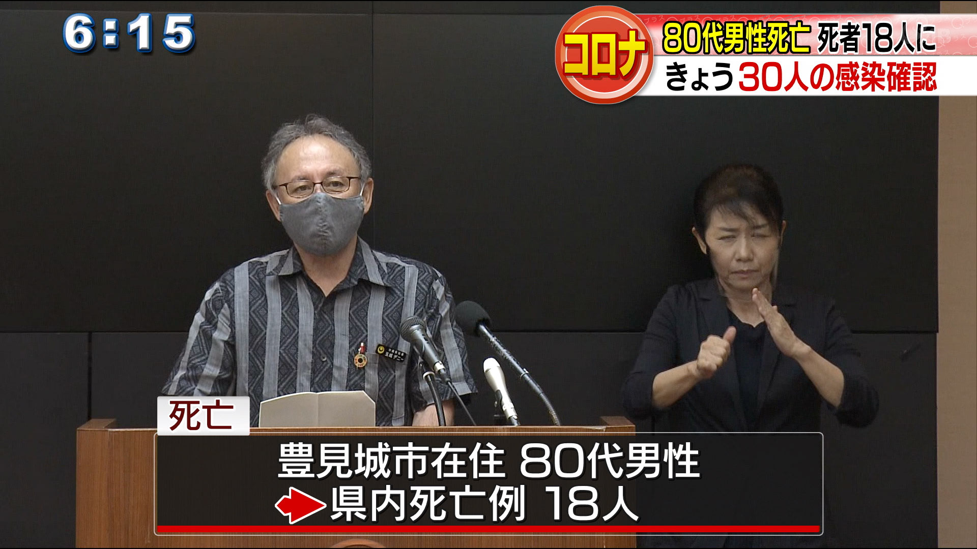 新型コロナ８０代男性１人死亡　３０人感染確認