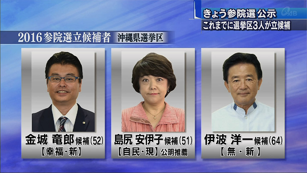 参院選始まる 3人が立候補