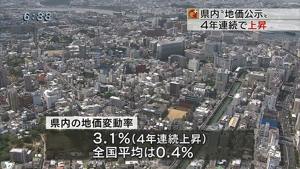 地価公示 4年連続上昇