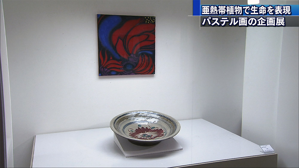 熱帯植物で生命を表現 パステル画の企画展