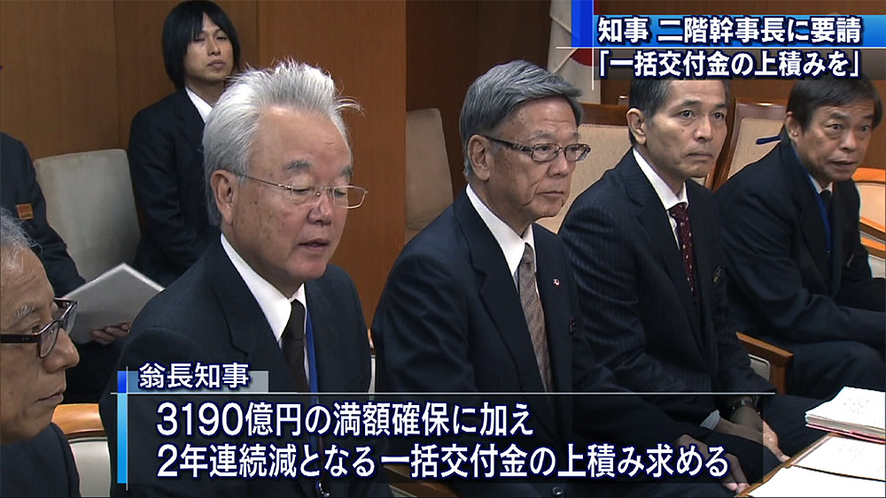 沖縄振興予算で知事が自民幹事長に要請