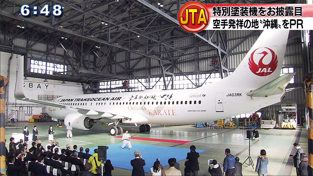 JTAが「空手」特別ジェット機をお披露目