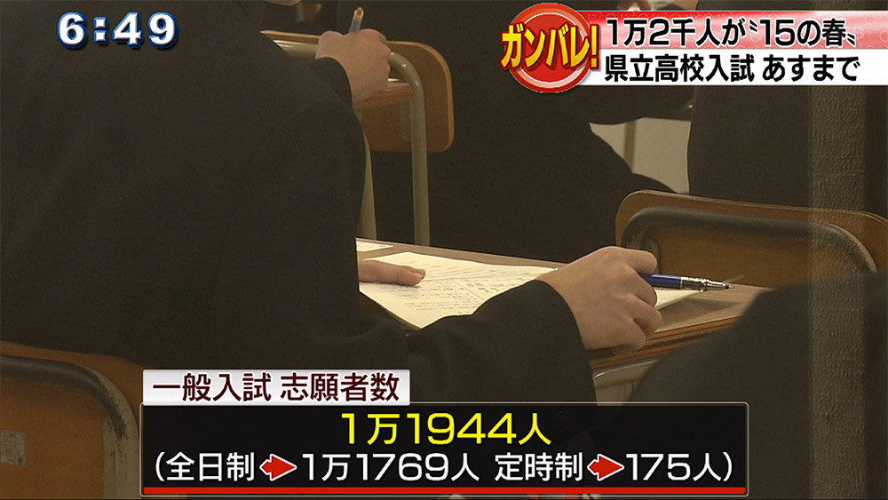 県立高校入試「15の春」に約1万2千人が挑む　