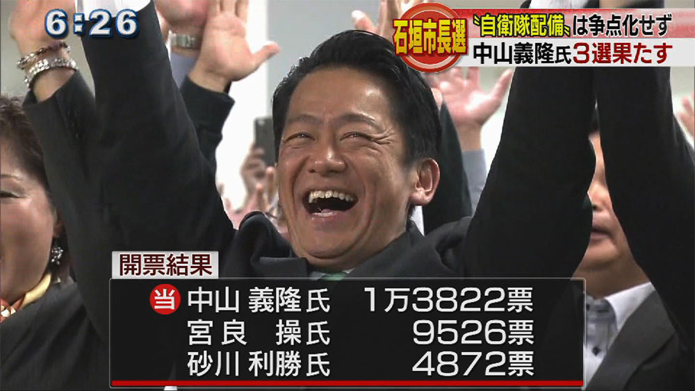 石垣市長選挙、中山市長が３選