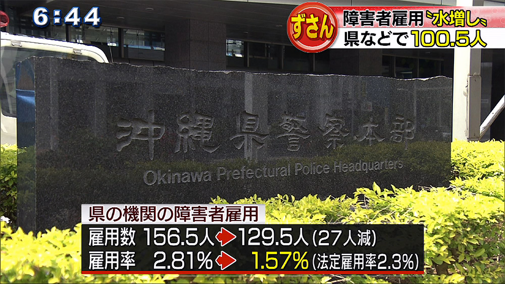 障害者雇用 県の水増し100.5人