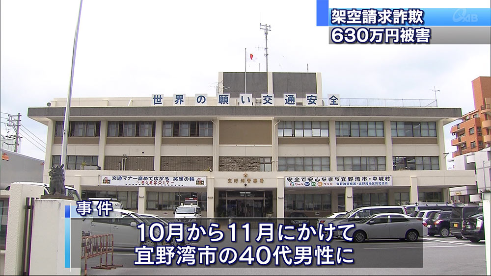 架空請求詐欺　被害額６３０万円