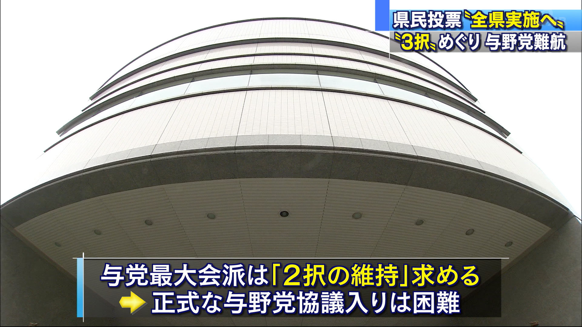 県民投票 "３択案" で与野党調整難航