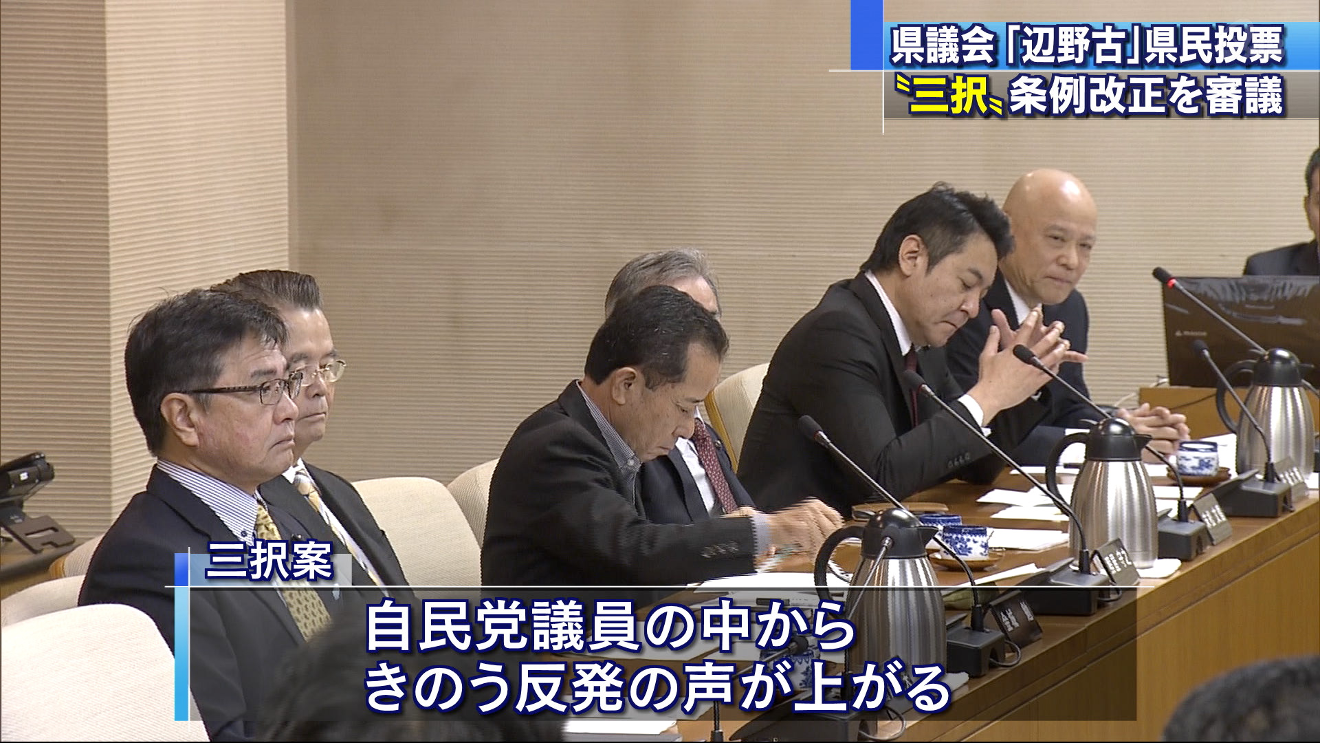 県民投票・改正案、県議会で審議開始