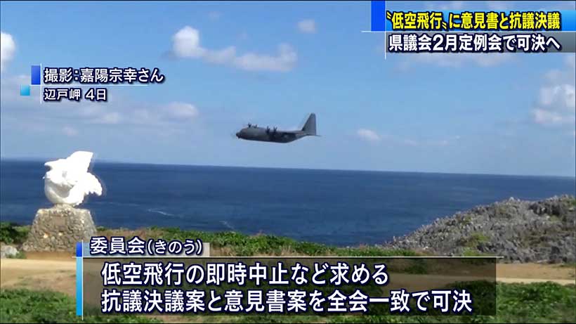 軍特委　米軍機低空飛行に抗議決議提出へ