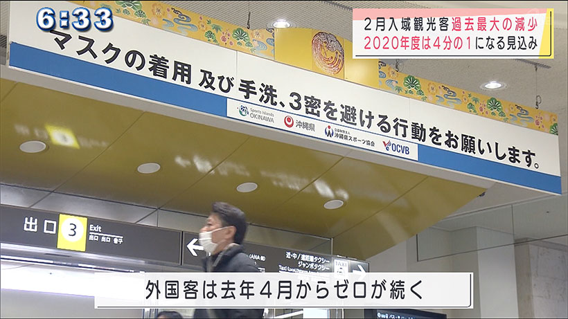 ２月の観光客数１１万８０００人過去最大の落ち込み