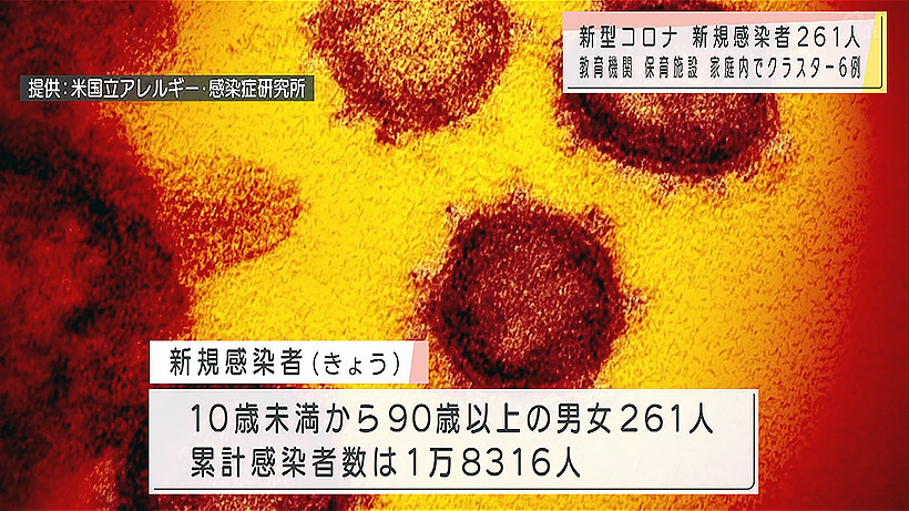 新型コロナウイルス新たに261人感染