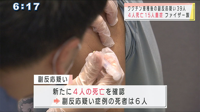 ワクチン接種後の副反応疑いで沖縄県内新たに４人の死亡を確認