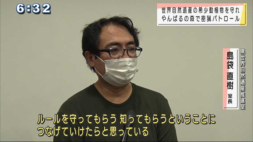 やんばるの森で密猟・盗採防止パトロール