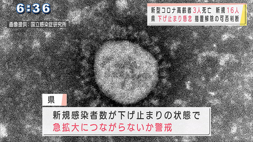 沖縄 新型コロナ１６人感染３人死亡 下げ止まり懸念