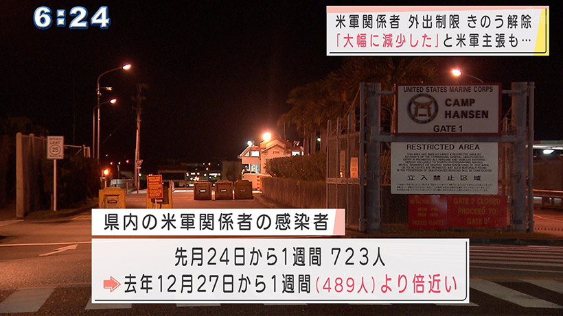 米軍外出制限解除 県は期間延長を要請