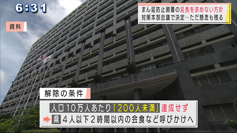 沖縄　まん延防止措置を延長しないことを求める県の方針が固まる