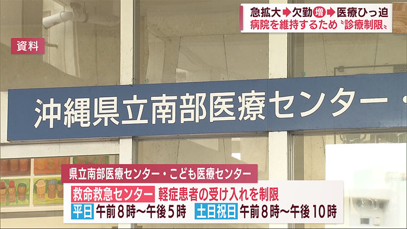 沖縄　南部医療センター・こども医療センターで診療制限