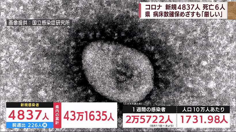 沖縄県　きょうの新型コロナ新規感染者4837人