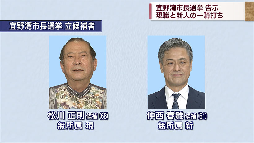 野湾市長選　現職と新人の一騎打ち