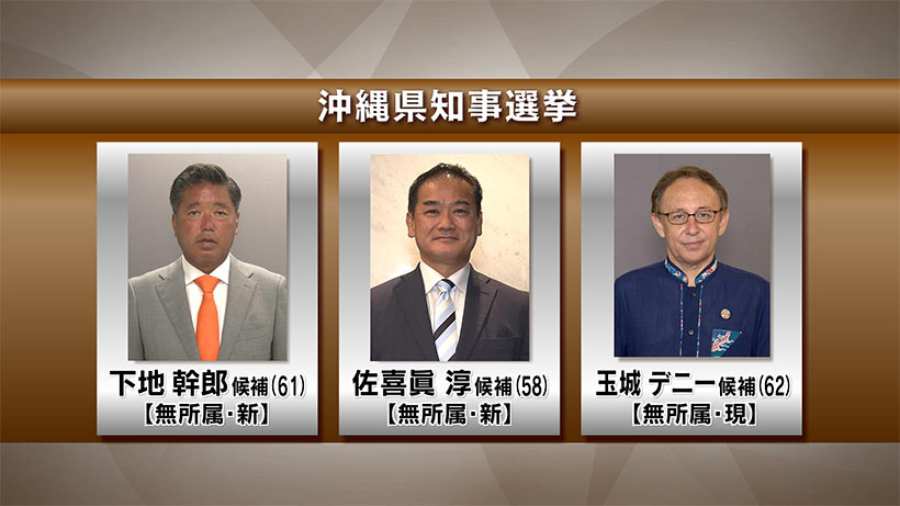 県知事選挙情勢調査　玉城候補が先行、佐喜眞候補が追う