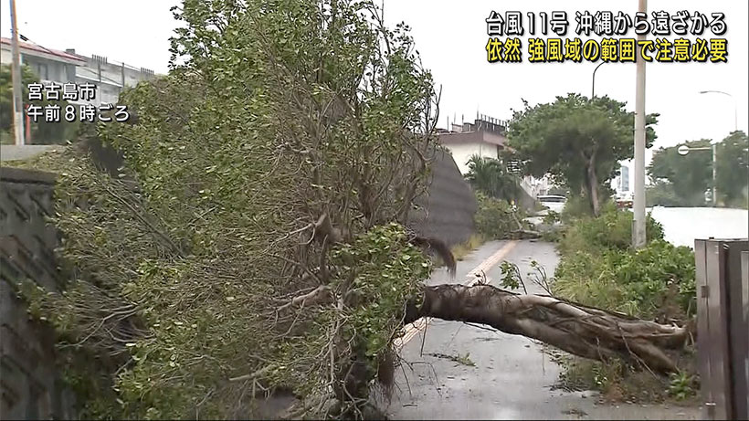 台風１１号　沖縄から遠ざかる