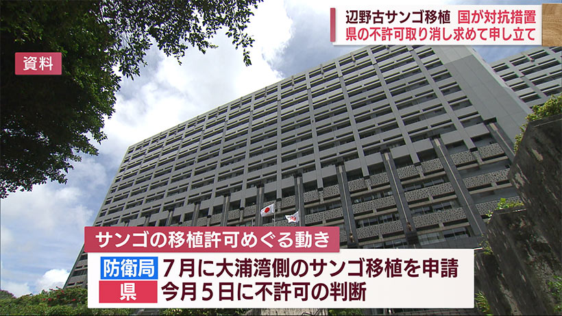 辺野古サンゴ移植　沖縄防衛局が県の不許可取り消しを求めて農林水産大臣に申し立て