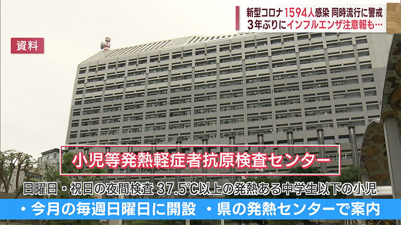 沖縄　新型コロナ新たに１５９４人感染　同時流行に警戒もインフル３年ぶり注意報