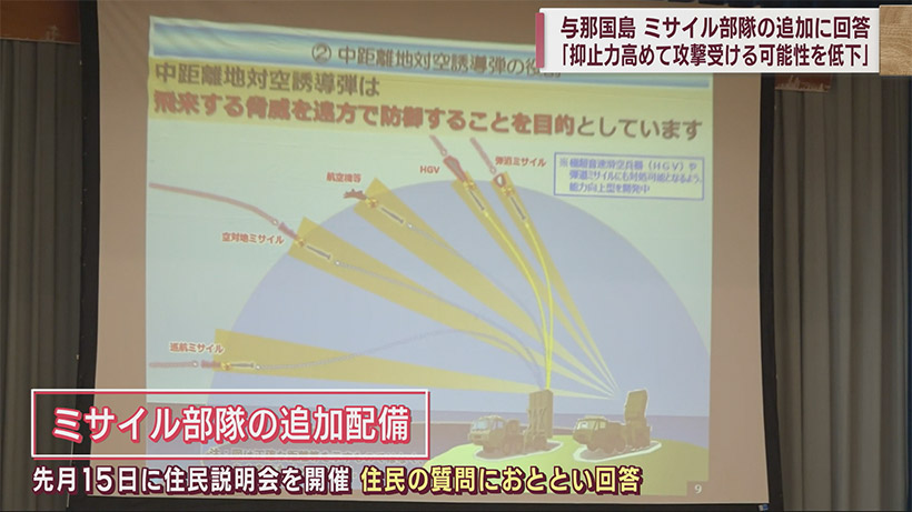 与那国島に地対空ミサイル部隊の追加配備で回答「抑止力高めて攻撃可能性低下に」