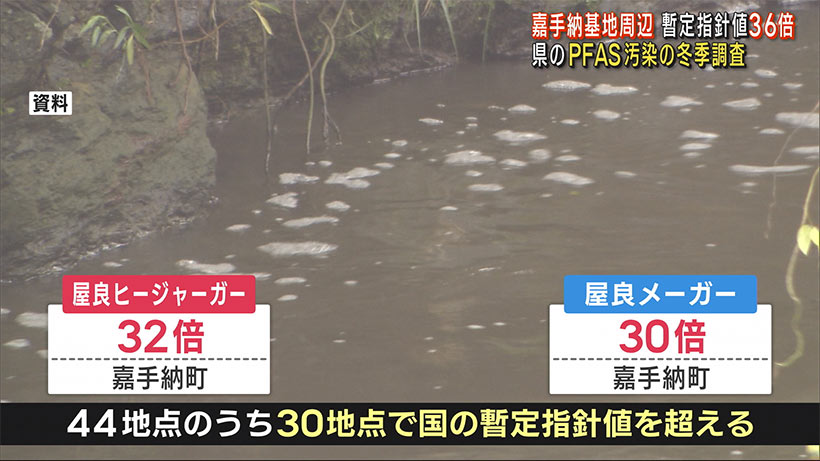 沖縄県のＰＦＡＳ調査　嘉手納基地周辺で国の暫定指針値３６倍超