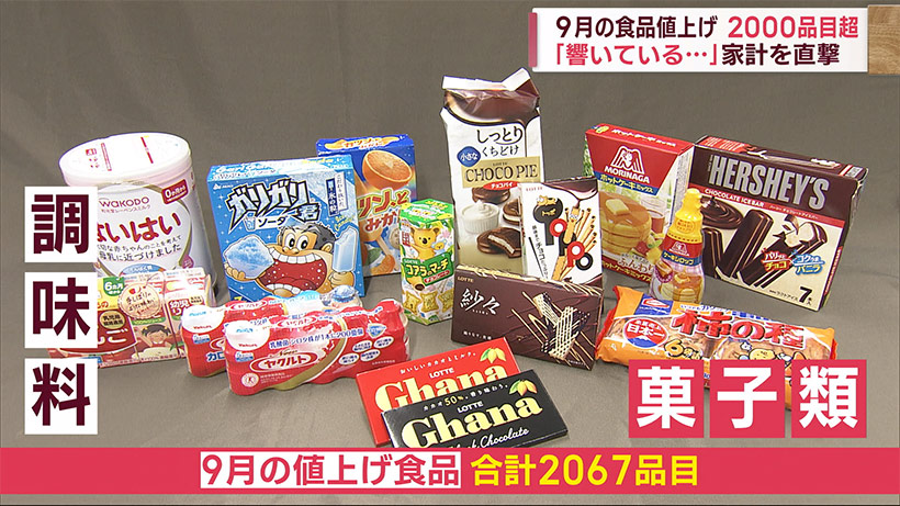 ９月の食品値上げで家計直撃　調味料や菓子など２０６７品目