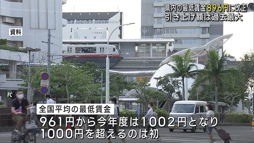 最低賃金「時間額８９６円」