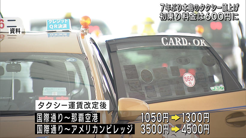 沖縄本島地区タクシー初乗り６００円