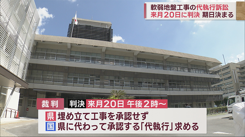 辺野古の軟弱地盤固める工事「代執行訴訟」１２月２０日に判決