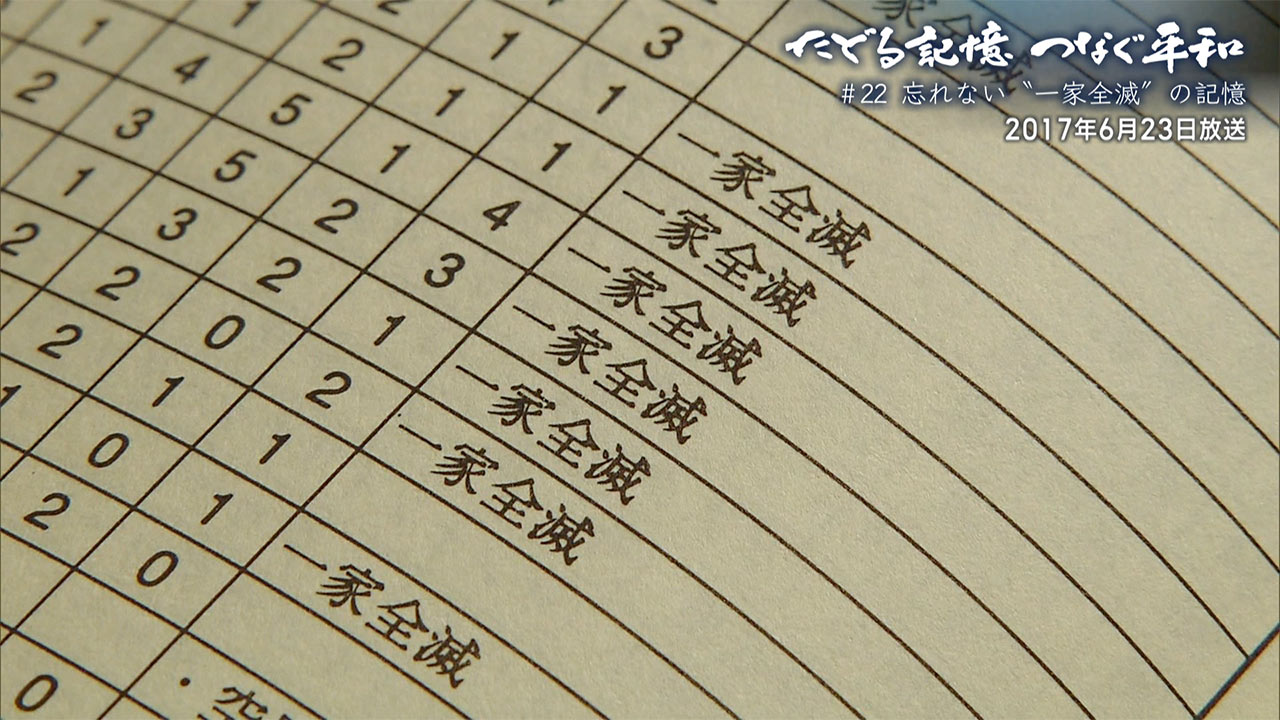 たどる記憶つなぐ平和#22「一家全滅から考える」2017年6月23日(再放送)